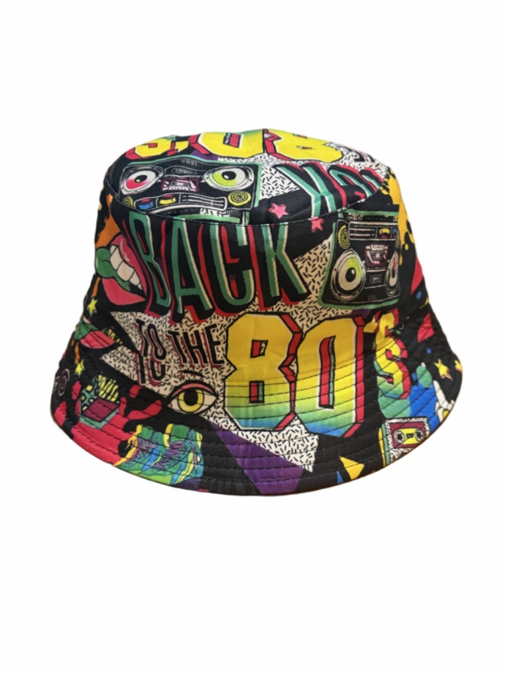 Bucket Hat Multi Color 80s Print - Picture 2 of 6